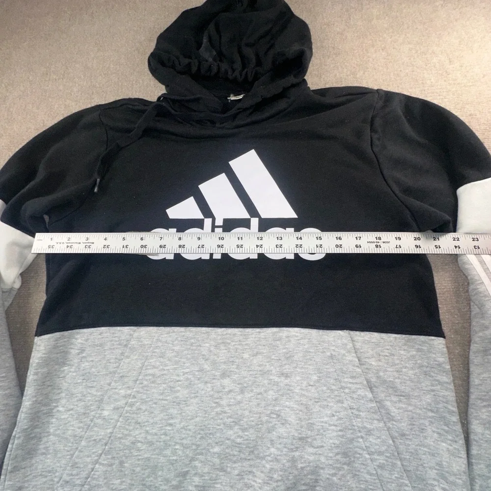 Adidas Mens Colorblock Logo Hoodie Black Grey White Sweatshirt 6135